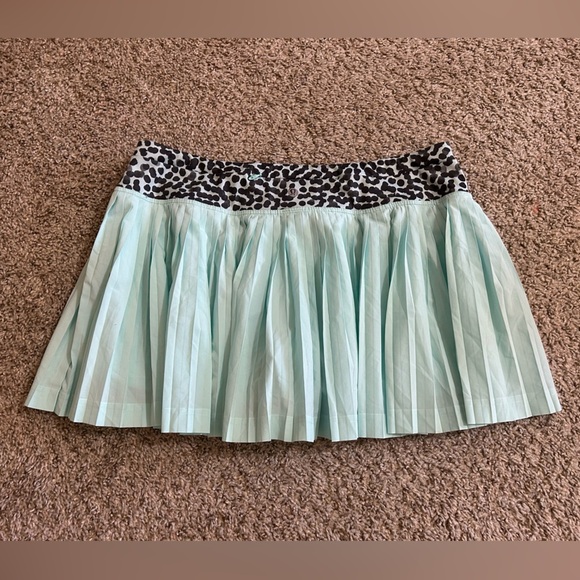 Lululemon Pleat To Street Skirt II Tranquil Blue/Ace Spot Black Sz 10 Aqua Blue - Picture 10 of 10